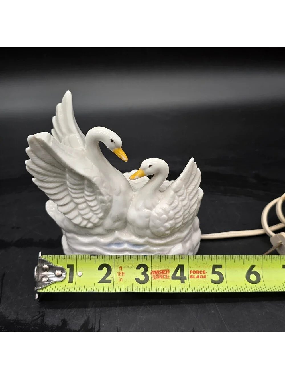 Vintage 1985 Lefton Porcelain Swan Night Light Lamp 04969 Japan Foil Sticker